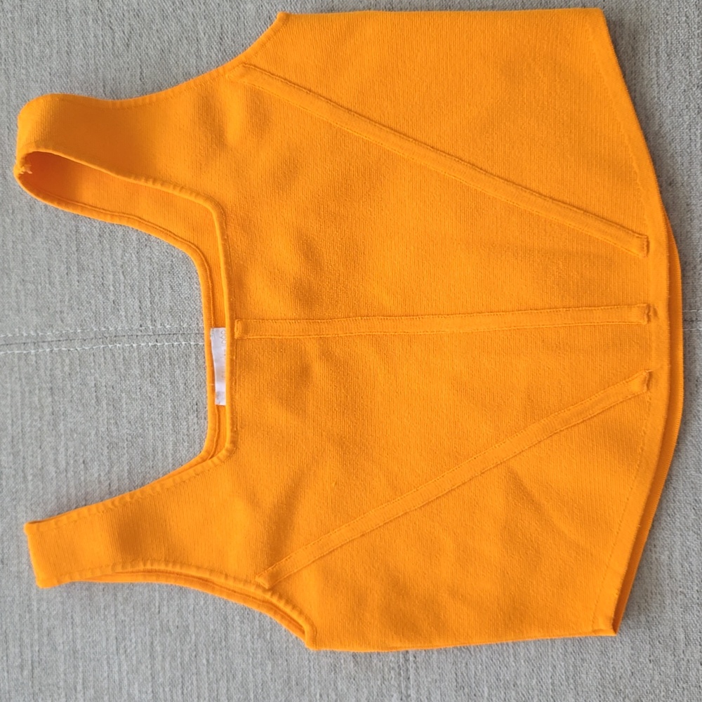 House of Harlow 1960 Corset-style Knit Tank Top Small Flame Orange